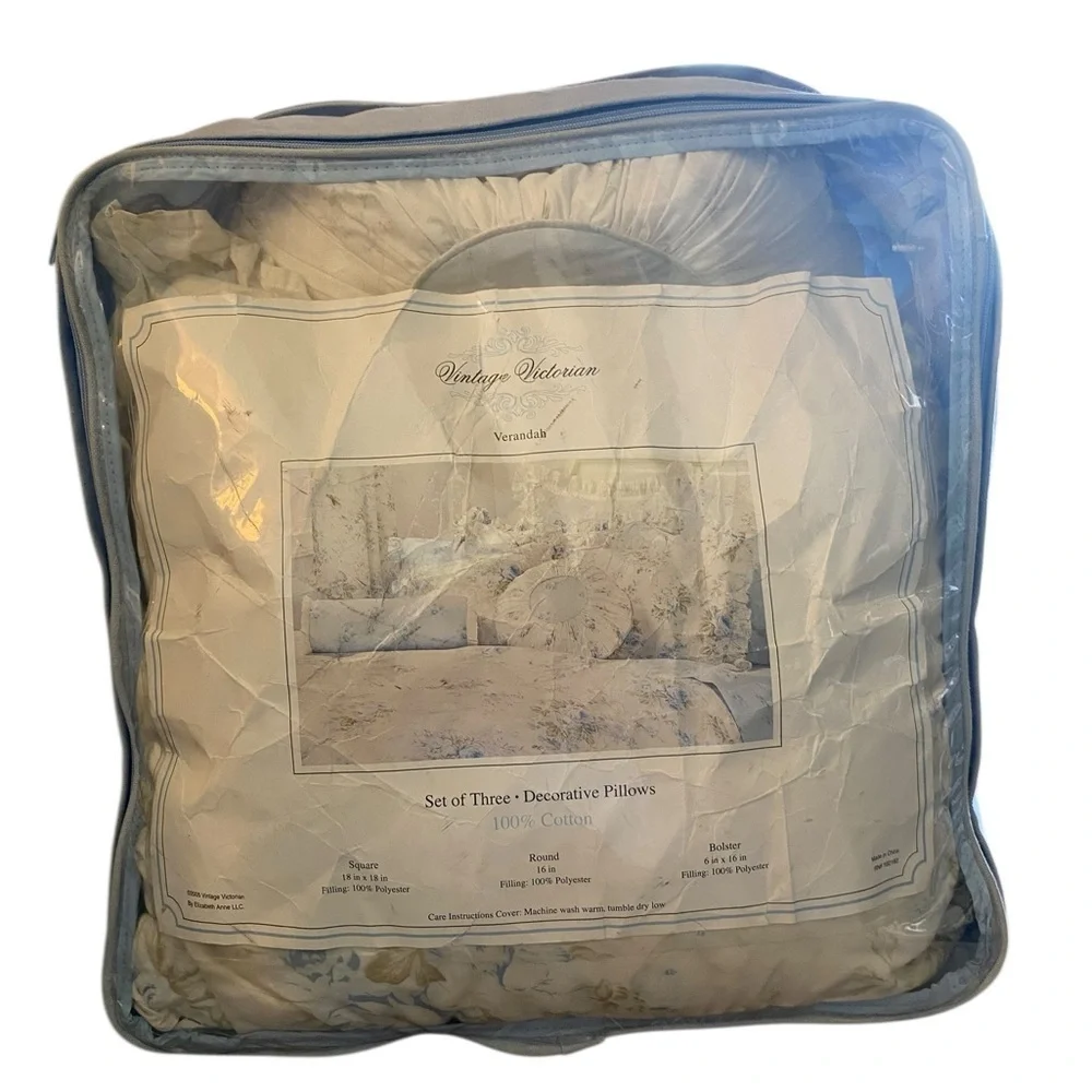 Vintage Victorian 3 Decorative Throw Pillow Cotton Floral Cottagecore Coquette